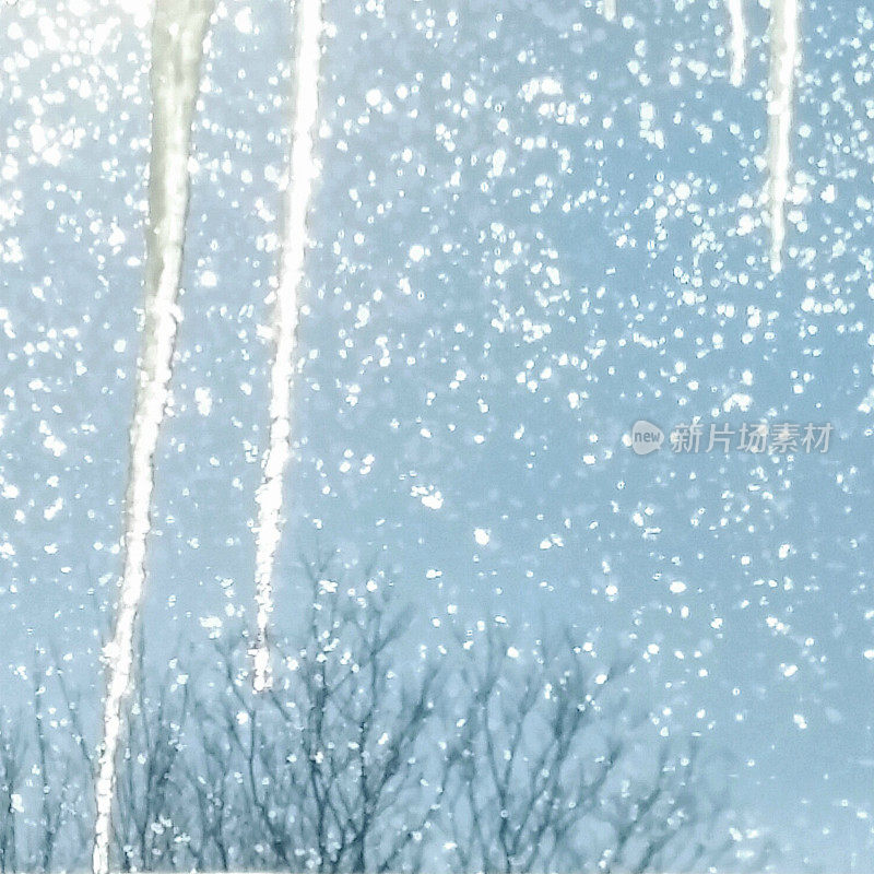 Snow Flakes and Icicles Glistening in Winter Sun Abstract